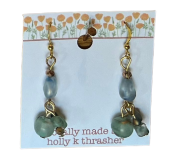 VGJ |  Tri-Dangle Vintage Glass Earrings