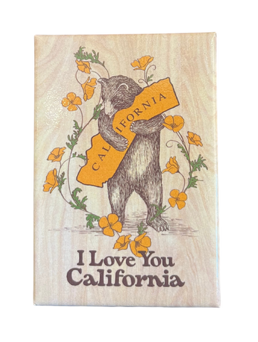 California Bear Hug w Poppies Magnet