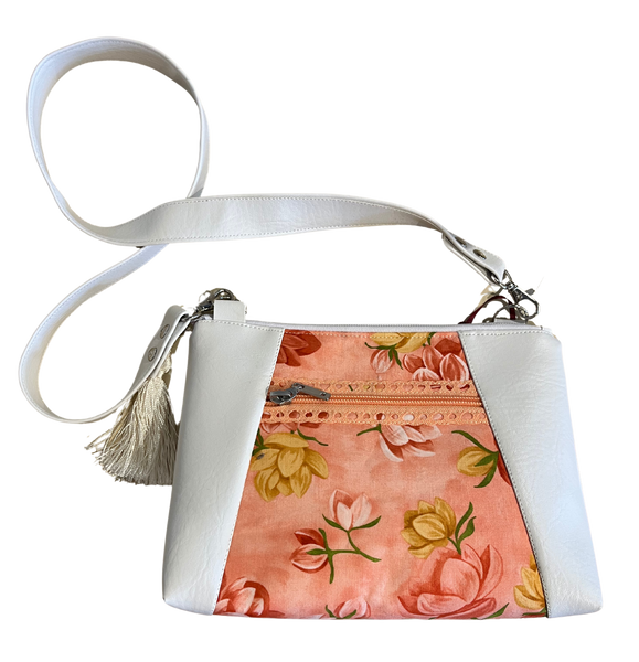 LR | White w Pink Floral Bag