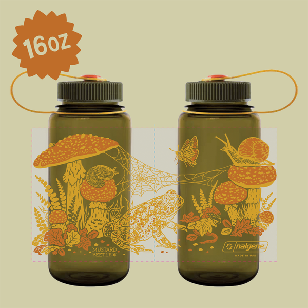16oz Nalgene Water Bottle -  Toad & Mushrooms