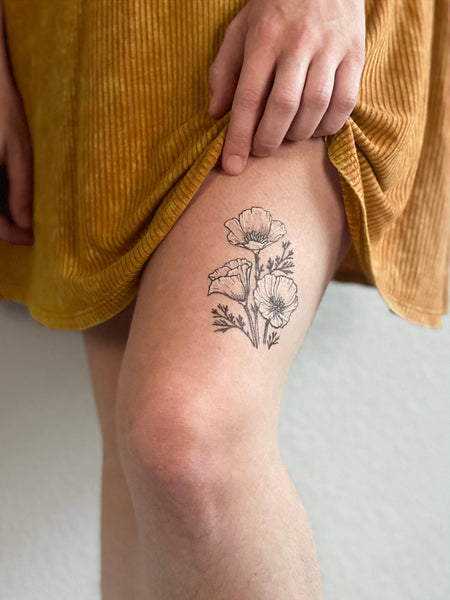 Temporary Tattoo - Golden Poppy