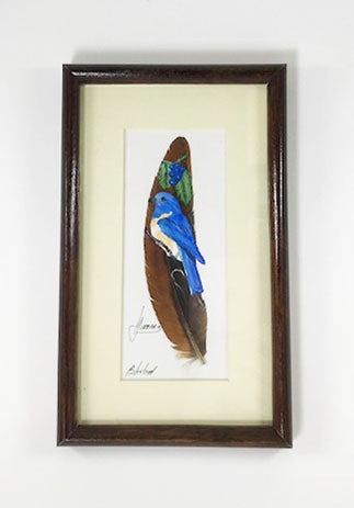 Bird Art on Feathers | Framed