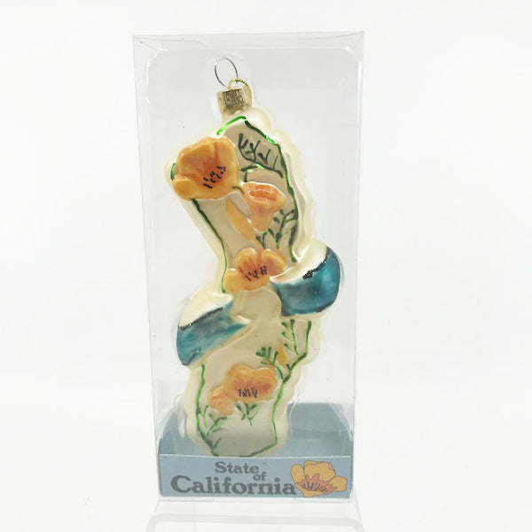Ornament - State of California w Golden Poppies